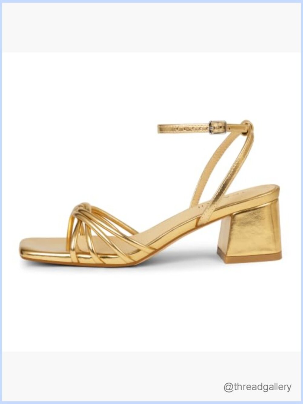 Chunky Block Heel Sandals, Square Open Toe, Ankle Strap, 2 inch Heel, Faux - Picture 6 of 7